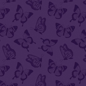Dark Purple Tonal Butterflies 12 inch