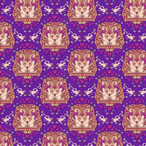 Dancing Rabbits on Purple Background Small Print