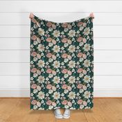Roses and Peony Emerald Green Floral 12 inch