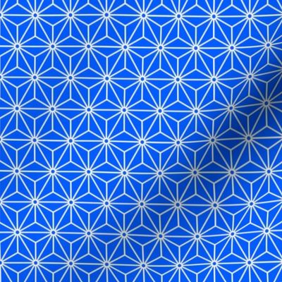 31 Geometric Stars- Japanese Hemp Leaves- Asanoha- White on Cobalt Blue Background- Petal Solids Coordinate- sMini