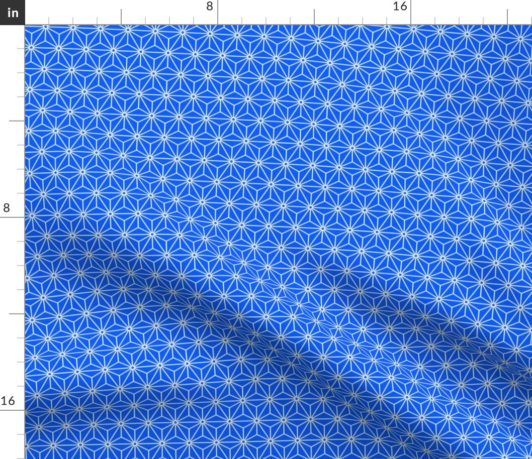31 Geometric Stars- Japanese Hemp Leaves- Asanoha- White on Cobalt Blue Background- Petal Solids Coordinate- sMini