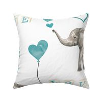 Valentines Elephant and Blue Hearts 24 inch