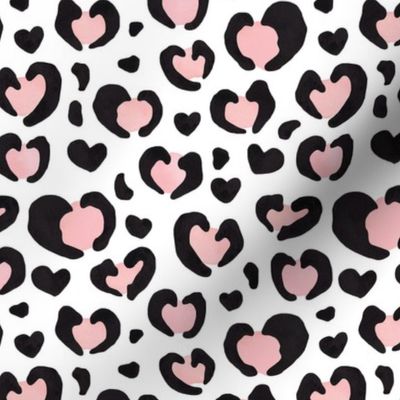 Pink and Black Leopard Print Hearts 6 inch