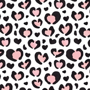 Pink and Black Leopard Print Hearts 12 inch