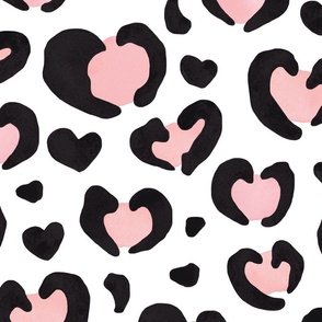 Pink and Black Leopard Print Hearts 24 inch
