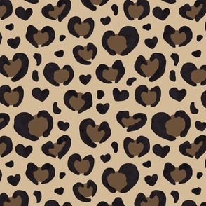 Brown and Black Leopard Print Hearts 12 inch