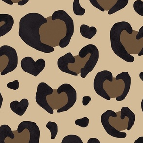 Brown and Black Leopard Print Hearts 24 inch