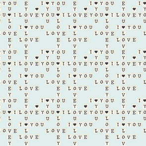 Valentines Letter Tiles on Light Blue 6 inch