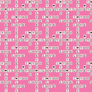 Valentines Letter Tiles on Pink 6 inch