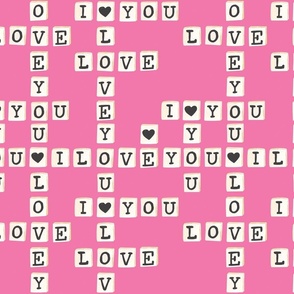 Valentines Letter Tiles on Pink 12 inch
