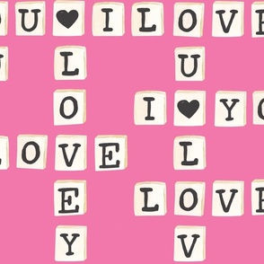 Valentines Letter Tiles on Pink 24 inch
