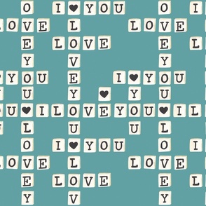 Valentines Letter Tiles on Teal12 inch