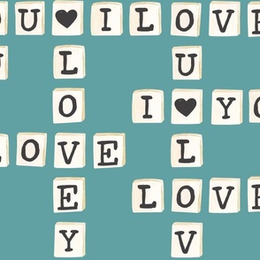 Valentines Letter Tiles on Teal 24 inch