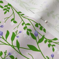 Regency Floral Vine Emerald Green Lavender Blossom