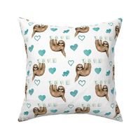 Blue Valentine Sloths and Hearts 6 inch