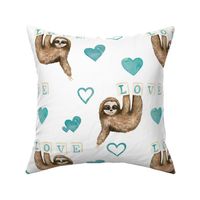 Blue Valentine Sloths and Hearts 12 inch