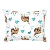 Blue Valentine Sloths and Hearts 12 inch