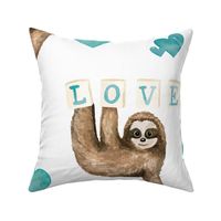 Blue Valentine Sloths and Hearts 24 inch