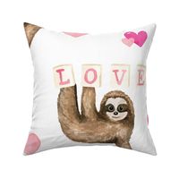 Valentine Sloths Pink White 24 inch