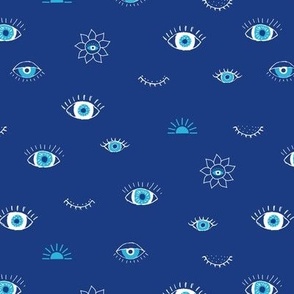 Evil eye - Arabic oriental spiritual eyes and lashes beauty design teal blue