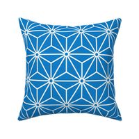 32 Geometric Stars- Japanese Hemp Leaves- Asanoha- White on Bluebell Blue Background- Petal Solids Coordinate- Medium