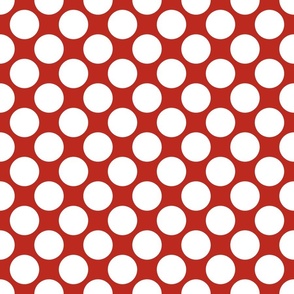 Large Polkadots White Poppy Red