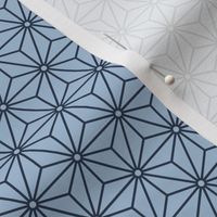 33 Geometric Stars- Japanese Hemp Leaves- Asanoha- Sky Blue- Navy on Pastel Blue Background- Petal Solids Coordinate- sMini