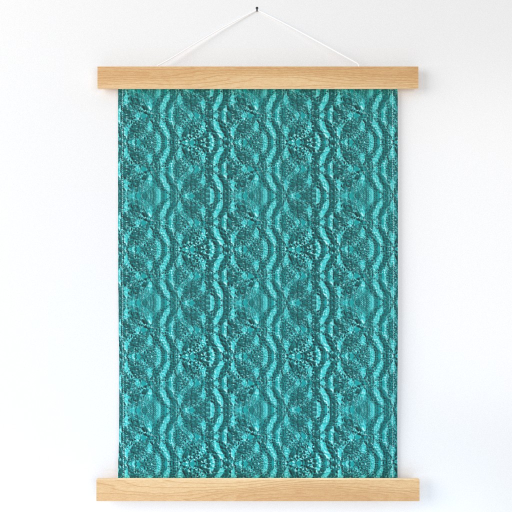 Flowing Textured Leaves and Circles Dramatic Elegant Classy Large Neutral Interior Monochromatic Blue Blender Jewel Tones Persian Green Blue Turquoise 009999 Dynamic Modern Abstract Geometric