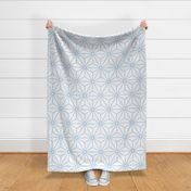 34 Geometric Stars- Japanese Hemp Leaves- Asanoha- Sashiko- Japandi- Fog Blue- Pastel Blue on Off White Background- Petal Solids Coordinate- Extra Large