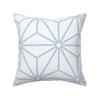 34 Geometric Stars- Japanese Hemp Leaves- Asanoha- Sashiko- Japandi- Fog Blue- Pastel Blue on Off White Background- Petal Solids Coordinate- Extra Large