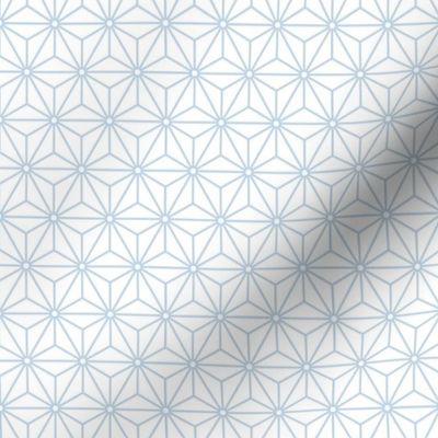 34 Geometric Stars- Japanese Hemp Leaves- Asanoha- Fog Blue- Pastel Blue on Off White Background- Petal Solids Coordinate- sMini