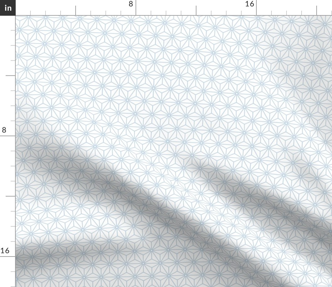 34 Geometric Stars- Japanese Hemp Leaves- Asanoha- Fog Blue- Pastel Blue on Off White Background- Petal Solids Coordinate- sMini