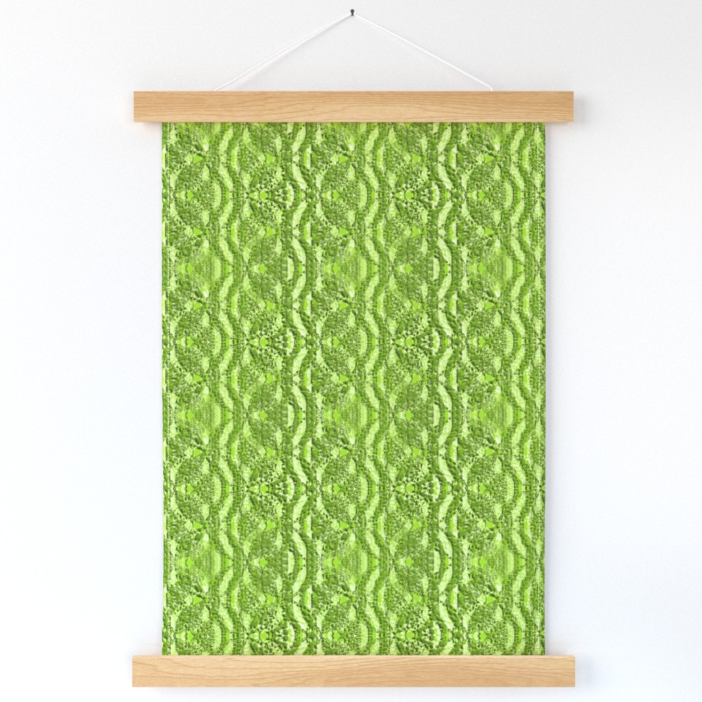 Flowing Textured Leaves and Circles Dramatic Elegant Classy Large Neutral Interior Monochromatic Green Blender Jewel Tones Lime Green Yellow AED43D Dynamic Modern Abstract Geometric