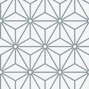 35 Geometric Stars- Japanese Hemp Leaves- Asanoha- Sashiko- Japandi- Light Slate Gray- Grey Blue on Off White Background- Petal Solids Coordinate- Large