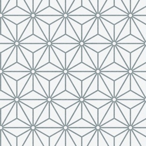 35 Geometric Stars- Japanese Hemp Leaves- Asanoha- Light Slate Gray- Grey Blue on Off White Background- Petal Solids Coordinate- Medium