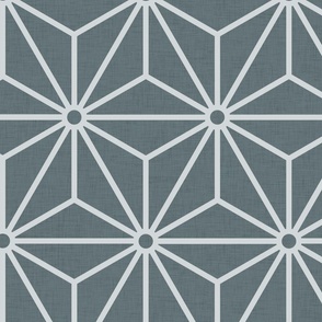 35 Geometric Stars- Japanese Hemp Leaves- Asanoha- Slate Gray- Grey Blue Background- Petal Solids Coordinate- Extra Large