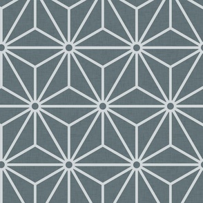 35 Geometric Stars- Japanese Hemp Leaves- Asanoha- Slate Gray- Grey Blue Background- Petal Solids Coordinate- Large