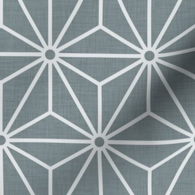 35 Geometric Stars- Japanese Hemp Leaves- Asanoha- Sashiko- Japandi- Slate Gray- Grey Blue Background- Petal Solids Coordinate- Medium