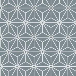 35 Geometric Stars- Japanese Hemp Leaves- Asanoha- Sashiko- Japandi- Slate Gray- Grey Blue Background- Petal Solids Coordinate- Medium