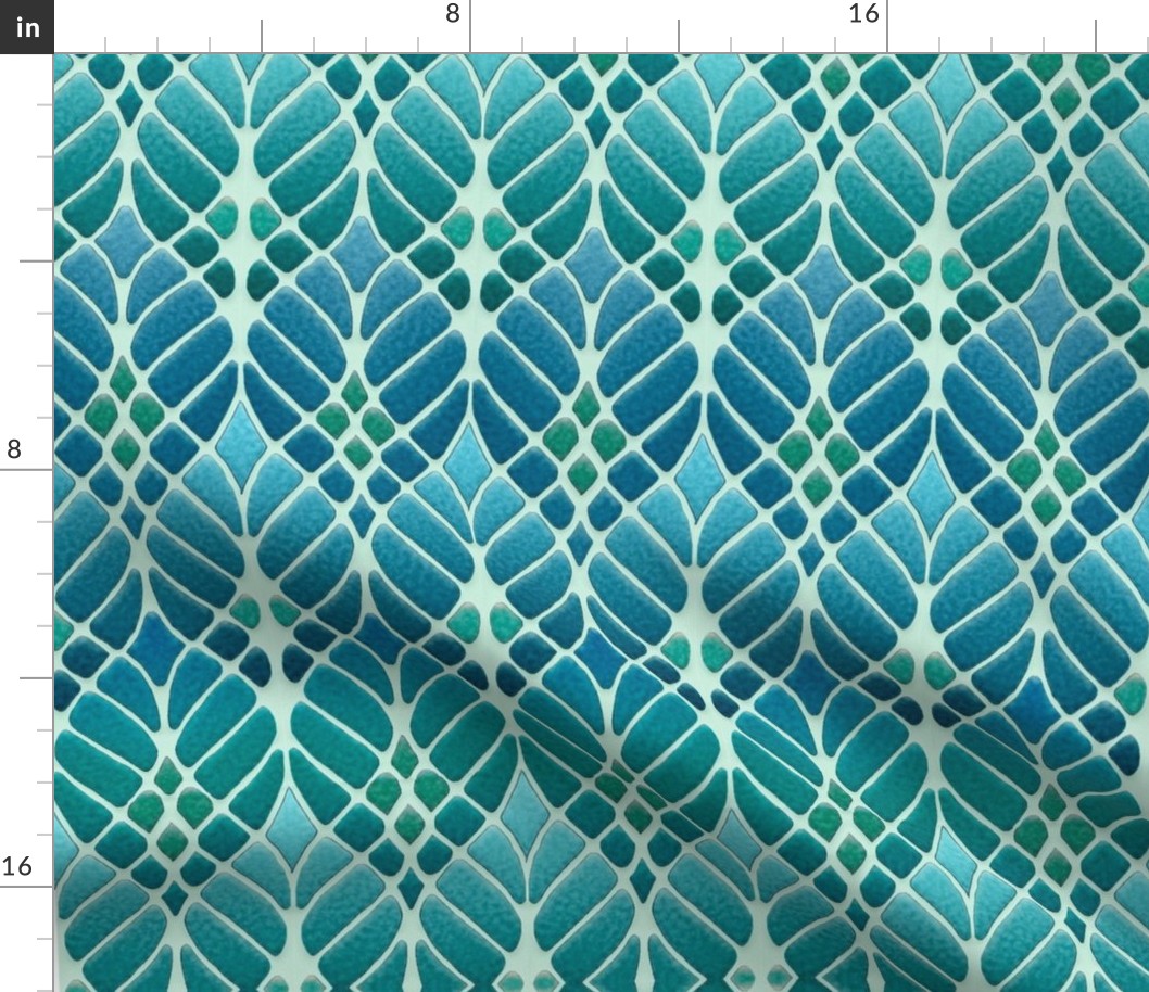 301-050123-502 blue green interwoven trees panel