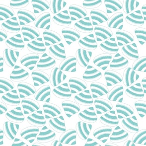 Turquoise and white geometric sea shell pattern
