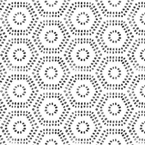 (small scale) block print boho hexagons - OG - LAD23