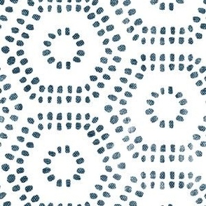 block print boho hexagons - stone blue on white - LAD23