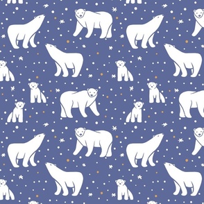 Polar Bears and Snowflakes - blue - large