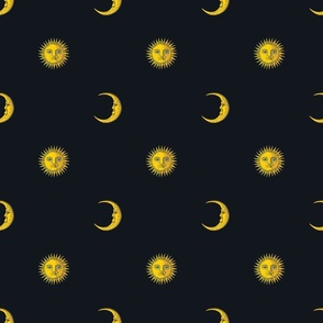 Sun and Moon in Graphite | 6" Repeat