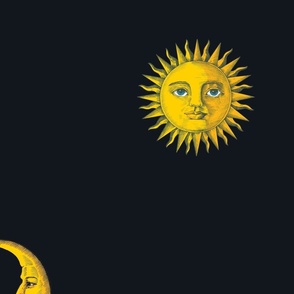 Sun and Moon in Graphite | 24" Repeat