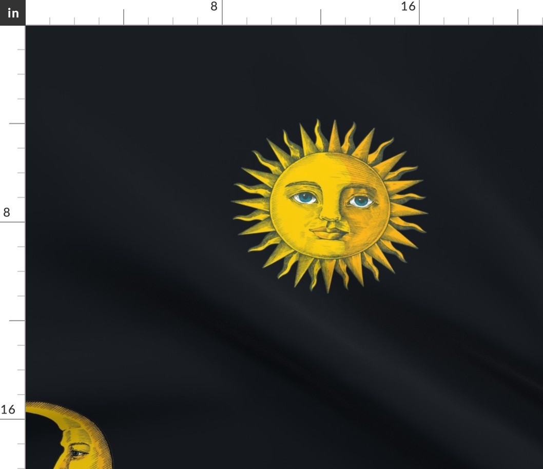 Sun and Moon in Graphite | 24" Repeat
