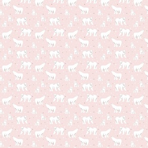 Polar Bears and Snowflakes - light pink - small