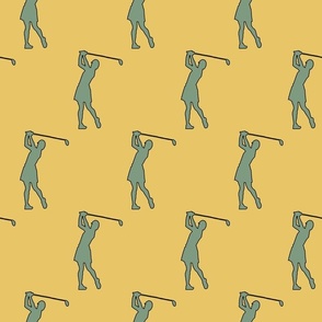 Female Golfers - Sage on Yellow