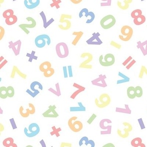 Pastel colored numbers on white